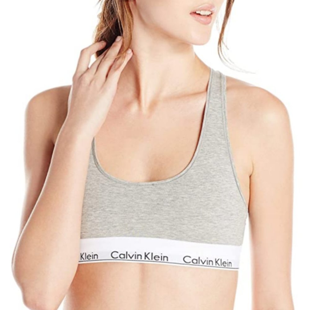 Calvin Klein Unlined Cotton Bralette Grey
